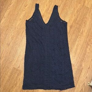 Abercrombie & Fitch Small Navy Lace Overlay Sleeveless Mini Sheath Dress